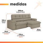 Sofá Retrátil E Reclinável Veludo Londres Castor Luizzi