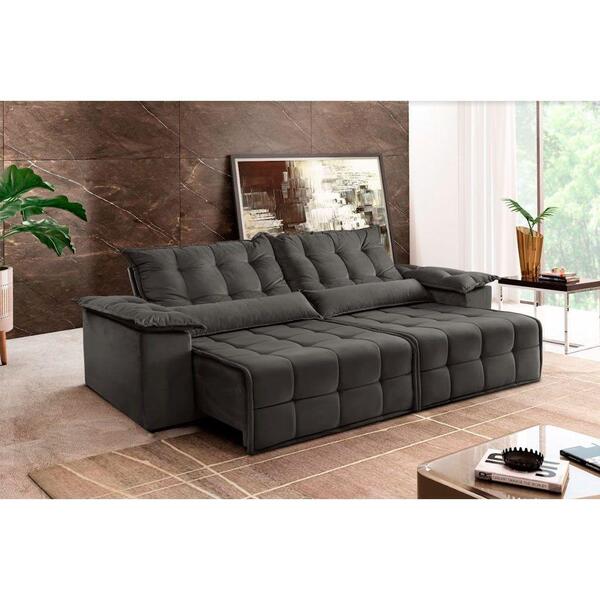 Sofá Retrátil E Reclinável Zeus 2,90m 05 Lugares Txr Cinza