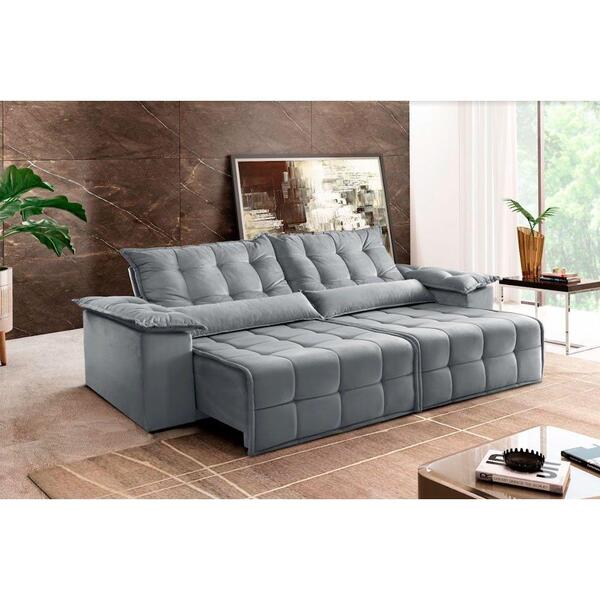 Sofá Retrátil E Reclinável Zeus 2,90m 05 Lugares Txr Prata