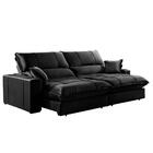 Sofá Retrátil E Reclinável Zeus Zarat Veludo Preto 2,50m
