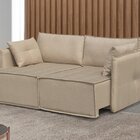 Sofá Retrátil Em Linho 3 Lugares 2,20m Veneza  Bege