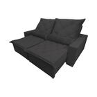 Sofá Retrátil Luxo Uruguai 4 Lugares Em Veludo Cinza 2,20m -