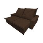 Sofá Retrátil Luxo Uruguai 4 Lugares Em Veludo Marrom 2,40m -