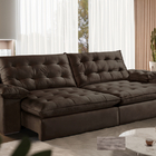 Sofá Retrátil Molas Ensacadas 2.70m Captiva  Veludo Cacau Vil