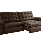 Sofá Retrátil Molas Ensacadas 2.70m Captiva  Veludo Cacau Vil