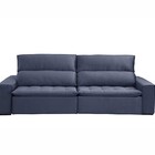 Sofá Retrátil Molas Ensacadas 3 Lugares Madri  Veludo Azul Ma