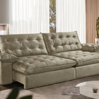 Sofá Retrátil Molas Ensacadas 4 Lugares Captiva  Veludo Avelã