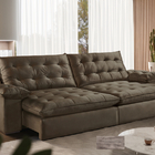 Sofá Retrátil Molas Ensacadas 4 Lugares Captiva  Veludo Tabac