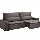 Sofá Retrátil Molas Ensacadas 5 Lugares Madri  Veludo Tabaco