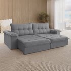 Sofá Retrátil Muriaé 4 Lugares 210 Cm Linho Cinza