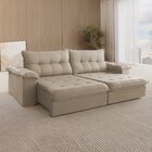 Sofá Retrátil Muriaé 4 Lugares 250 Cm Linho Bege