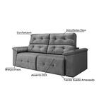 Sofá Retrátil Reclinável 1,95m Cama 3 Lugares Marrocos Cinza