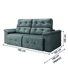 Sofá Retrátil Reclinável 1,95m Cama 3 Lugares Marrocos Cinza