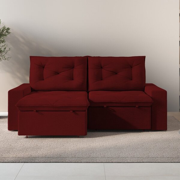 Sofá Retrátil Reclinável 190cm Mônaco Bordô