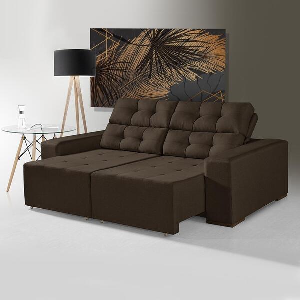 Sofá Retrátil Reclinável 2,10m 2 Lugares Andros Marrom