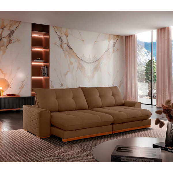 Sofá Retrátil Reclinável 2,1m Argo Veludo Com Molas Meu Sofá