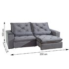 Sofá Retrátil/reclinável 200cm 3 Lugares Ibiza Cinza