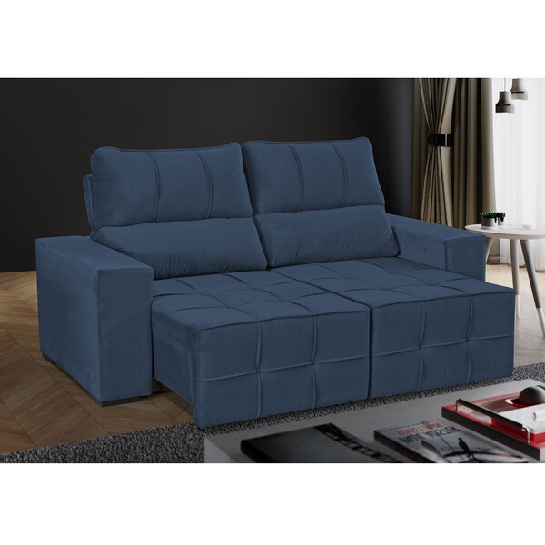 Sofá Retrátil Reclinável 200cm Veludo Miami Wood Estofados