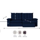 Sofá Retrátil Reclinável 210 Cm Luxor Estofados Veludo Azul