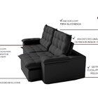 Sofá Retratíl Reclínavel 210 Cm Luxor Veludo Cinza
