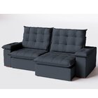 Sofá Retratíl Reclínavel 210 Cm Luxor Veludo Cinza