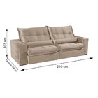 Sofá Retrátil/reclinável 210cm 3 Lugares Mercedes Bege