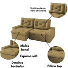 Sofá Retrátil Reclinável 210cm Mônaco Bege