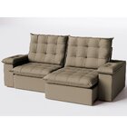 Sofá Retrátil Reclinável 230 Cm Luxor Veludo Bege