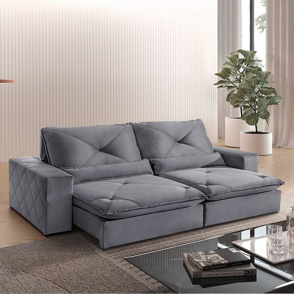 Sofá Retrátil/reclinável 230cm 3 Lugares Freemont Cinza