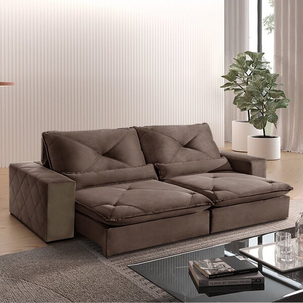 Sofá Retrátil/reclinável 230cm 3 Lugares Freemont Marrom