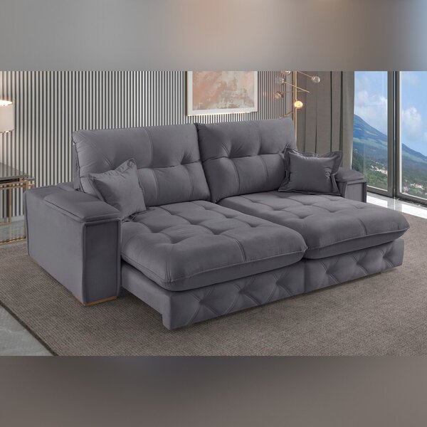 Sofá Retrátil Reclinável 230cm Istambul Yescasa Cinza