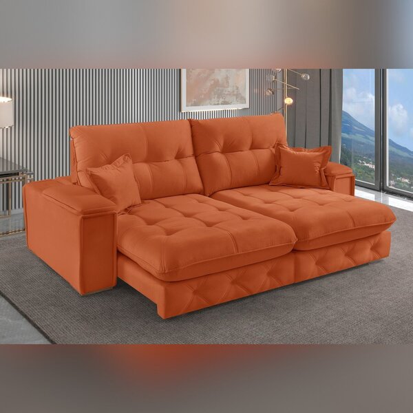 Sofá Retrátil Reclinável 230cm Istambul Yescasa Terracota