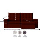 Sofá Retrátil Reclinável 250 Cm Luxor Veludo Bordô