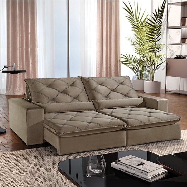 Sofá Retrátil/reclinável 250cm 4 Lugares Ibiza Bege