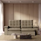 Sofá Retratil Reclinavel 290cm Luxor Veludo Bege