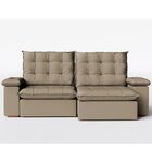 Sofá Retratil Reclinavel 290cm Luxor Veludo Bege
