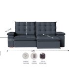 Sofá Retrátil Reclinável 290cm Luxor Veludo Cinza