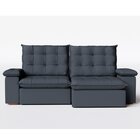 Sofá Retrátil Reclinável 290cm Luxor Veludo Cinza