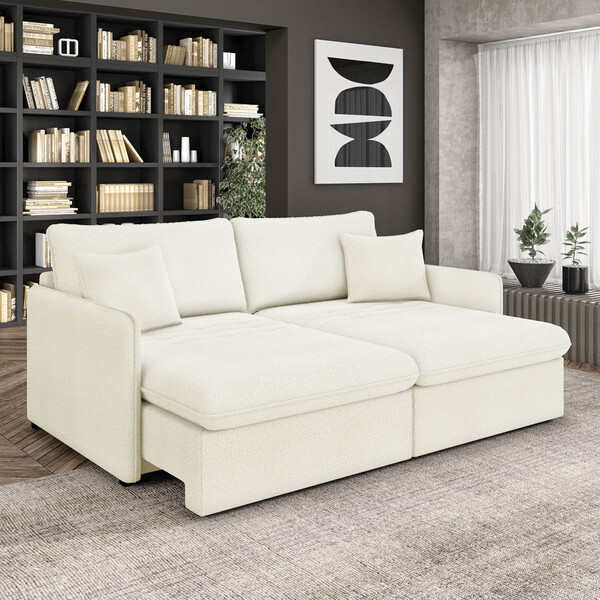 Sofá Retrátil Reclinável 2 Lugares 154cm Maili Bouclê K01 - D