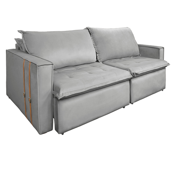 Sofá Retrátil Reclinável 2 Lugares 180 Cm México Veludo Cinza