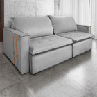 Sofá Retrátil Reclinável 2 Lugares 180 Cm México Veludo Cinza