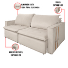Sofá Retrátil Reclinável 2 Lugares 180 Cm México Veludo Off W