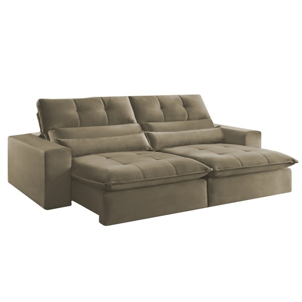 Sofá Retrátil Reclinável 2 Lugares Linho Bege 1,60 Koz