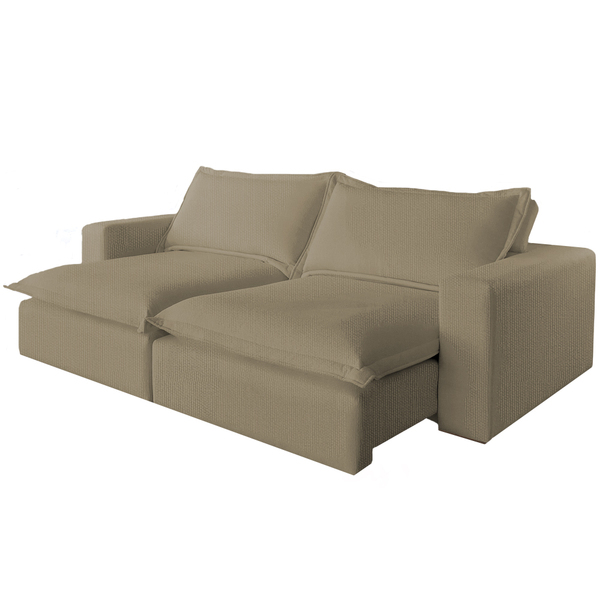 Sofá Retrátil Reclinável 2 Lugares Linho Bege 1,60 Vox