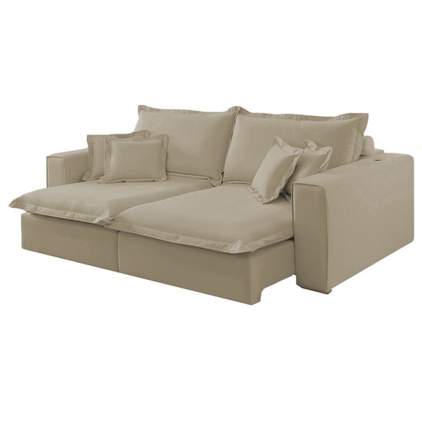 Sofá Retrátil Reclinável 2 Lugares Linho Bege Usb 1,60 Roy