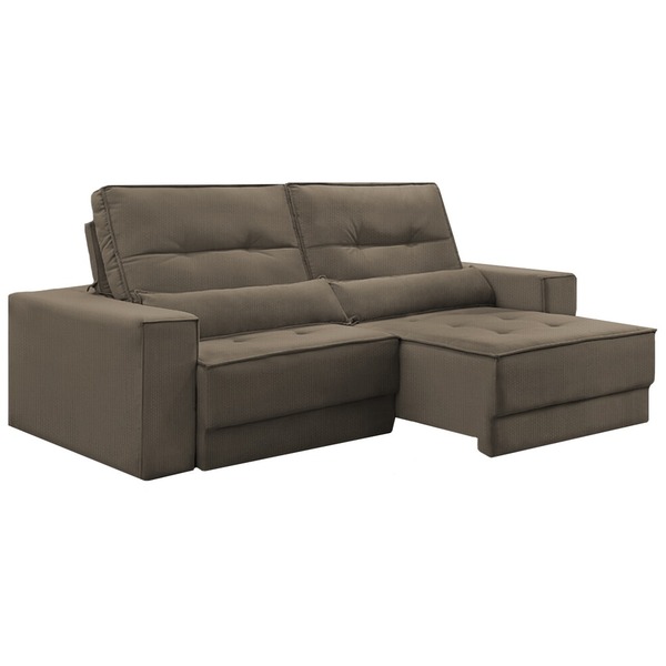 Sofá Retrátil Reclinável 2 Lugares Linho Marrom 1,60 Lyn