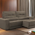 Sofá Retrátil Reclinável 2 Lugares Linho Marrom 1,60 Lyn