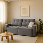 Sofá Retrátil Reclinável 2 Lugares Para Sala Veludo Cinza