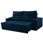 Sofá Retrátil Reclinável 2 Lugares Veludo Azul 1,60 Neo