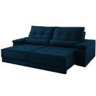 Sofá Retrátil Reclinável 2 Lugares Veludo Azul 1,60 Neo